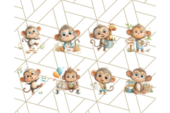 Zoo Monkeys Clipart, Cute Cartoon Jungle Monkeys PNG Product Image 3