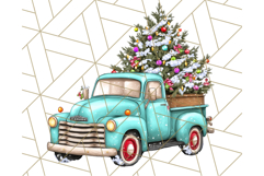 Vintage Christmas Truck Clipart PNG, Retro Holiday Vehicle Product Image 3