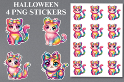 4 Halloween Cats Stickers Png | Printable Product Image 1