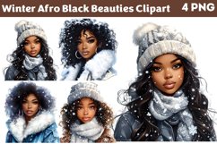 Winter Afro Black Beauties Clipart PNG Product Image 1