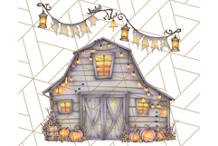 Halloween Cottagecore Barn PNG Clipart, Fall Style Product Image 3