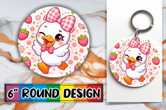 Cheerful Circle Keychains Design, Cute Goose Product Image 1