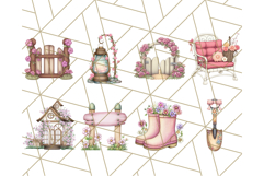 Pink Cottagecore Garden PNG Clipart, Vintage Floral Art Product Image 7