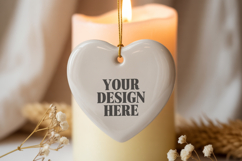 Christmas Love Heart Ornament Mockup | Holiday Hanging Product Image 1