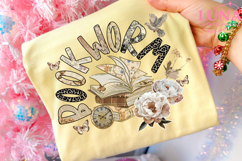 Boho Wildflower Bookworm Png, Bookish Png, Cottagecore Book Product Image 4