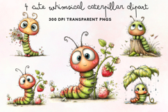 Cute Whimsical Caterpillar Clipart PNG Product Image 1