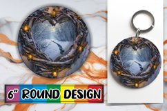 3D Heart Frame Round Design Winter Holiday Scene PNG Product Image 1