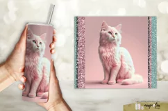 PINK CAT tumbler wrap sublimation design png Product Image 2