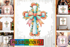 Cheerful TSHIRT Designs Magic PNG, Flower Cross Product Image 1