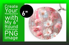 Floral Stripe Harmony: Sublimation Keychain &amp; Car Coaster Product Image 1