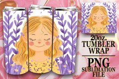 Lovely Watercolor Tumbler Wrap with Woman Portrait 20oz Product Image 1