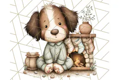 Christmas Pets in Pajamas Clipart PNG, Christmas Png Clipart Product Image 3