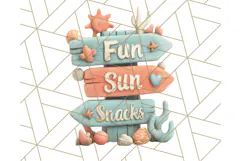 Coral and Aqua Summer Clipart PNG Pastel Tropical Icons Product Image 3