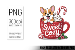 Cute Christmas Dog, Animal Sublimation Clipart PNG Product Image 1