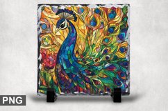 Stained Glass Peacock - Square Sublimation Slate Design Product Image 1