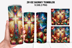 Cross Flower Skinny Tumbler 20oz Wrap Design, Easter Tumbler Product Image 1