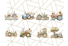 Fall Tractor Clipart PNG, Vintage Tractors With Pumpkins Product Image 3