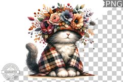 Floral Crown Cat Sublimation Clipart Bundle Product Image 6