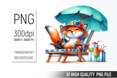 Summer Animals Clipart PNG Bundle, Watercolor Animals PNG Product Image 18