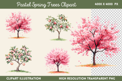 Pastel Spring Trees Clipart PNG Product Image 1