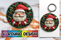 3D Santa Claus Round Keychain Design PNG Festive Product Image 1