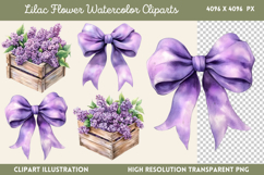 Lilac Flower Watercolor Cliparts PNG Product Image 1