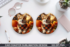 Halloween Dog Car Coaster Sublimation| Halloween Coaster PNG Product Image 1