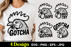 Rooster Gotcha Humor SVG PNG Product Image 1