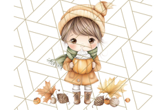 Pumpkin Spice Chibi Girls, Fall Accessories PNG, Cozy Autumn Product Image 3