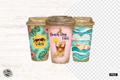 Summer Coffee Cups Png Sublimation - Summer Clipart Product Image 1
