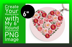Vibrant Circle PNG Sublimation Design , Flowers Heart Product Image 1