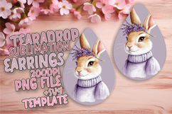 Whimsical Teardrop Design for Earrings Printing , Cute Bunny Product Image 1