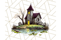 Halloween Buildings Clipart PNG, Haunted Houses Art Product Image 3