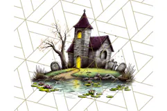 Halloween Buildings Clipart PNG, Haunted Houses Art Product Image 3
