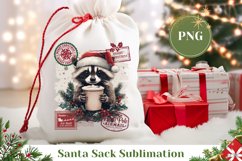 Christmas Raccoon Santa Sack, Winter Gift Bag Design Product Image 1