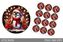Cute Penguin Sticker Printable. Christmas Sticker Design Product Image 1