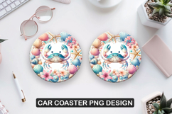 Crab Car Coaster Sublimation| Animal Coaster PNG Product Image 1