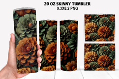 3D Flower Skinny Tumbler 20oz Wrap Design,Flowers Tumble PNG Product Image 1