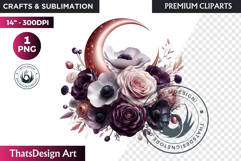 Dark flowers, wedding Florals PNG, Dark Romance Clipart Product Image 1