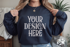 Navy Gildan 18000 Mockup, Sweatshirt Crewneck Mockups Product Image 1