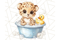 Safari Animal Babies in Bubble Baths, Cute Jungle Animal PNG Product Image 3