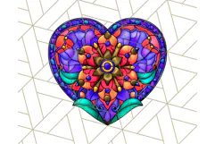 Stained Glass Hearts and Butterflies Clipart PNG Product Image 3