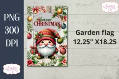 Merry Christmas garden flag sublimation PNG | Cute gnome Product Image 2