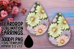 Whimsical Teardrop Earrings Design Template , Flower Pattern Product Image 1