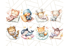 Sleeping Baby Animals PNG, Cozy Pajama Bedtime Clipart Product Image 3