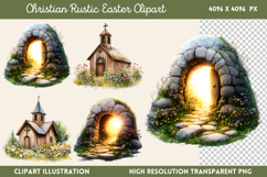 Christian Rustic Easter Clipart PNG Product Image 1