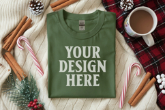 Gildan 5000 Irish Green Folded Christmas Mockup, G5000 mock Product Image 1