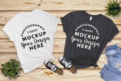 Bella Canvas 3001 Mock-up WHITE &amp; DARK GREY HEATHER Product Image 1