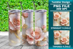 3D Rose Tumbler 20oz skinny wrap design, Tumbler design Product Image 1