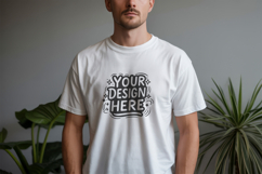 Men Studio White T-Shirt Mockup PSD JPG Product Image 1